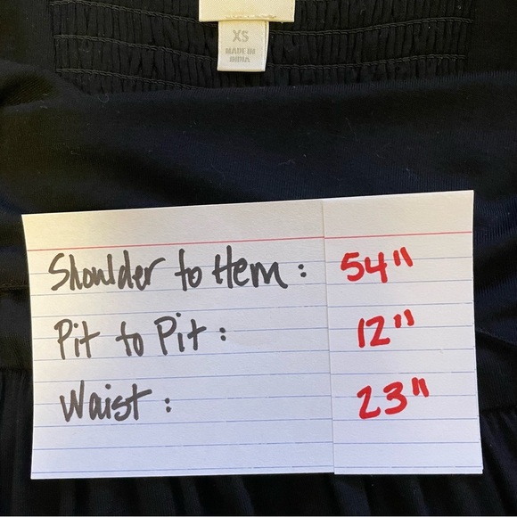 Roan + Ryan Maxi Dress Women's XS Black Square Neck Spaghetti Strap Smocked - Picture 12 of 12